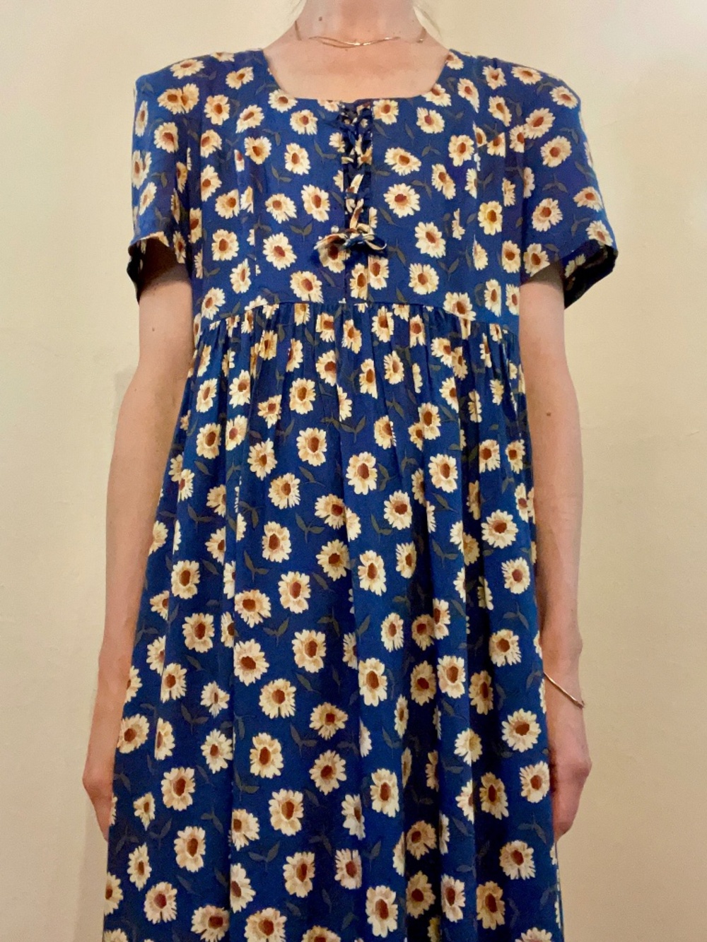 Vintage 90s Betsy Lauren Sunflower Midi Dress